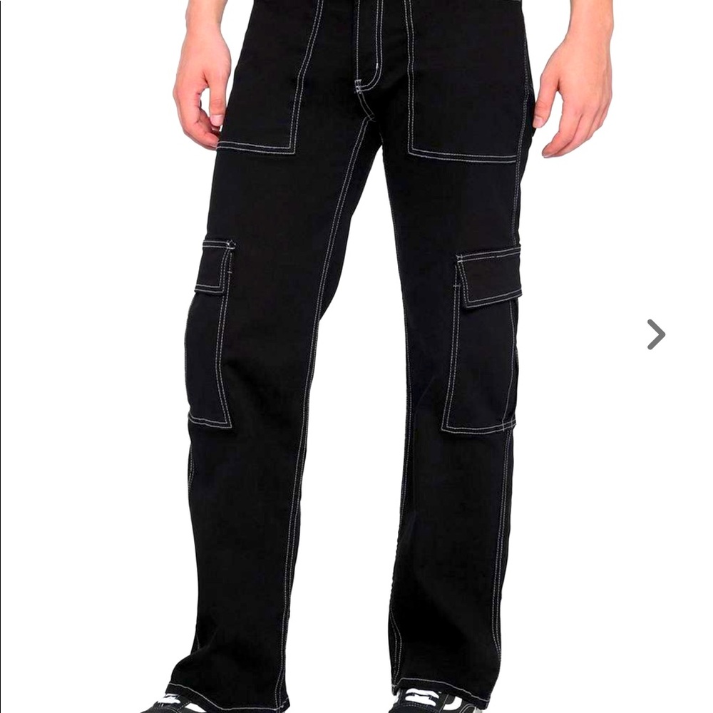 Hot Topic Black With White Stitch Carpenter Pants Mens 36 x 32